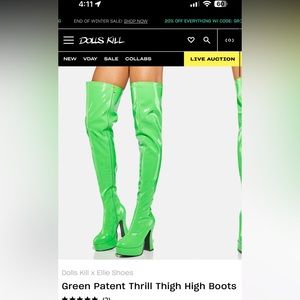 Dolls Kill Thigh High Boots Size 9